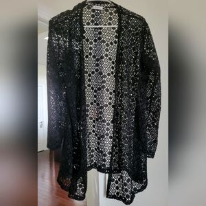 Women Open Front Cover-up/Cartigan Black Swim cover-up